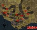 A map of locations and COMMIE CREW assets on the first server.